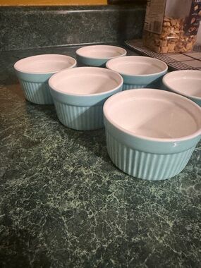 Aqua Blue Ceramic Ramekin Set - 6 Pack